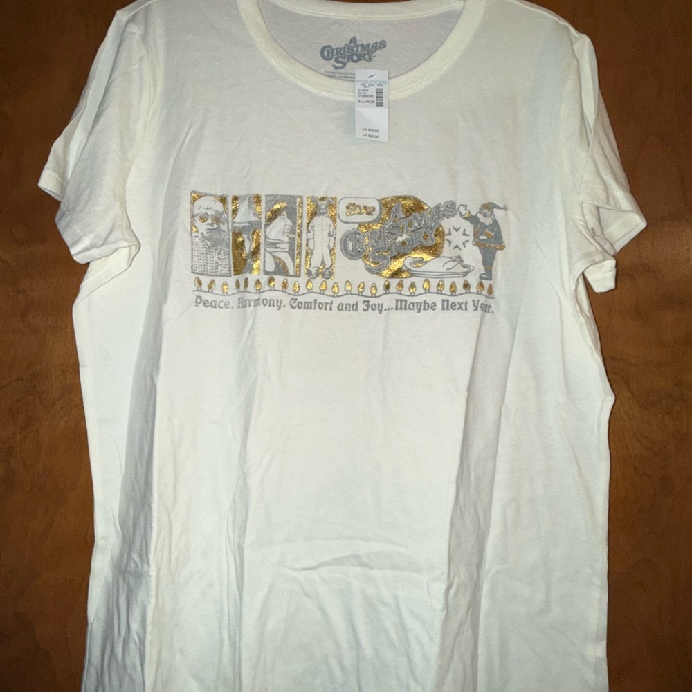 Maurices Cream Short Sleeve Tee with Gold Accents